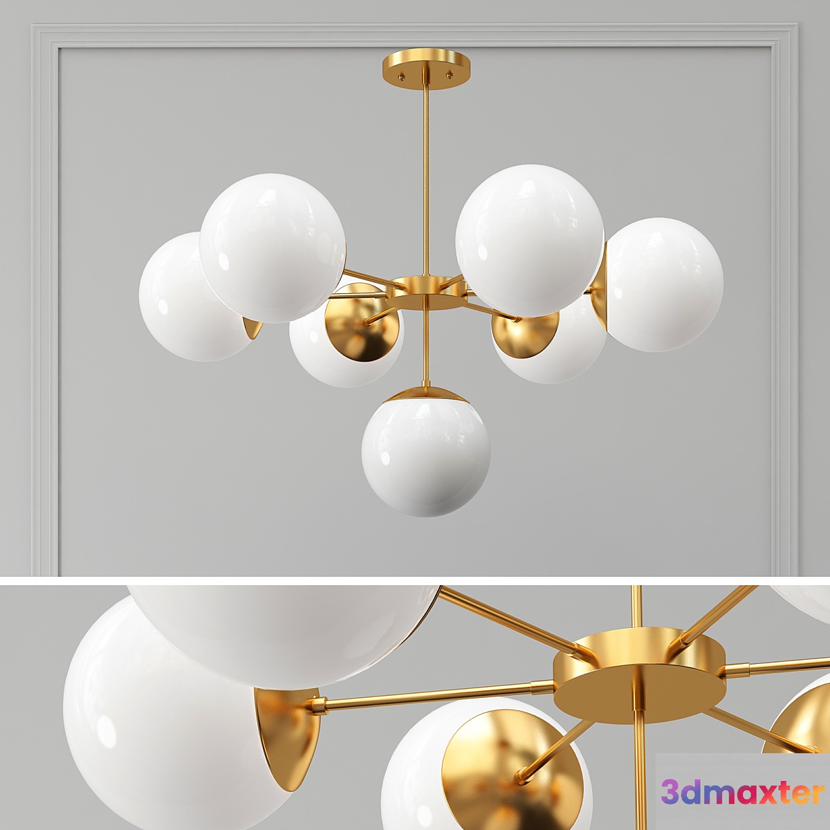 Copper Light Chandelier 7 3D Max