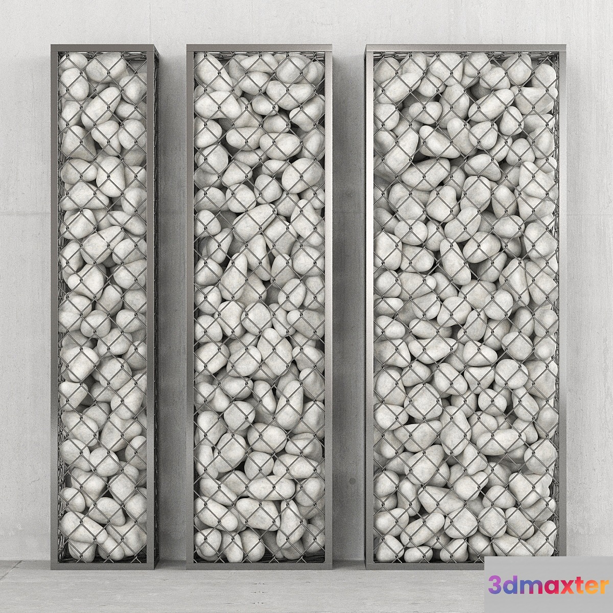 White Pebble Gabions 3D Max