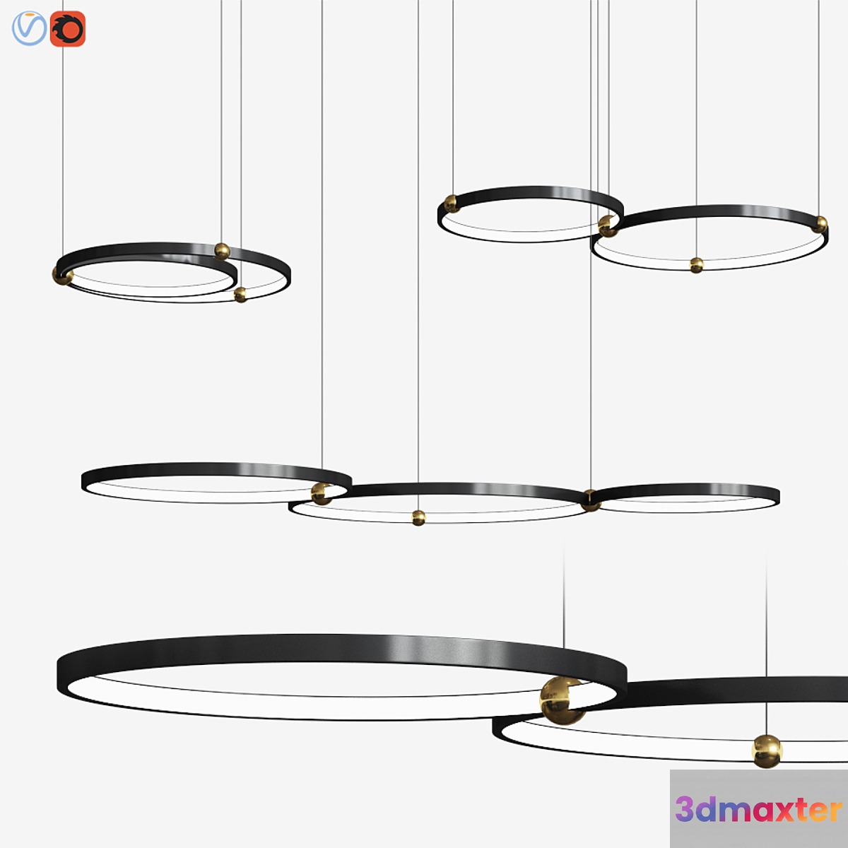 Planetary Rings Chandelier Lampatron 3D Max