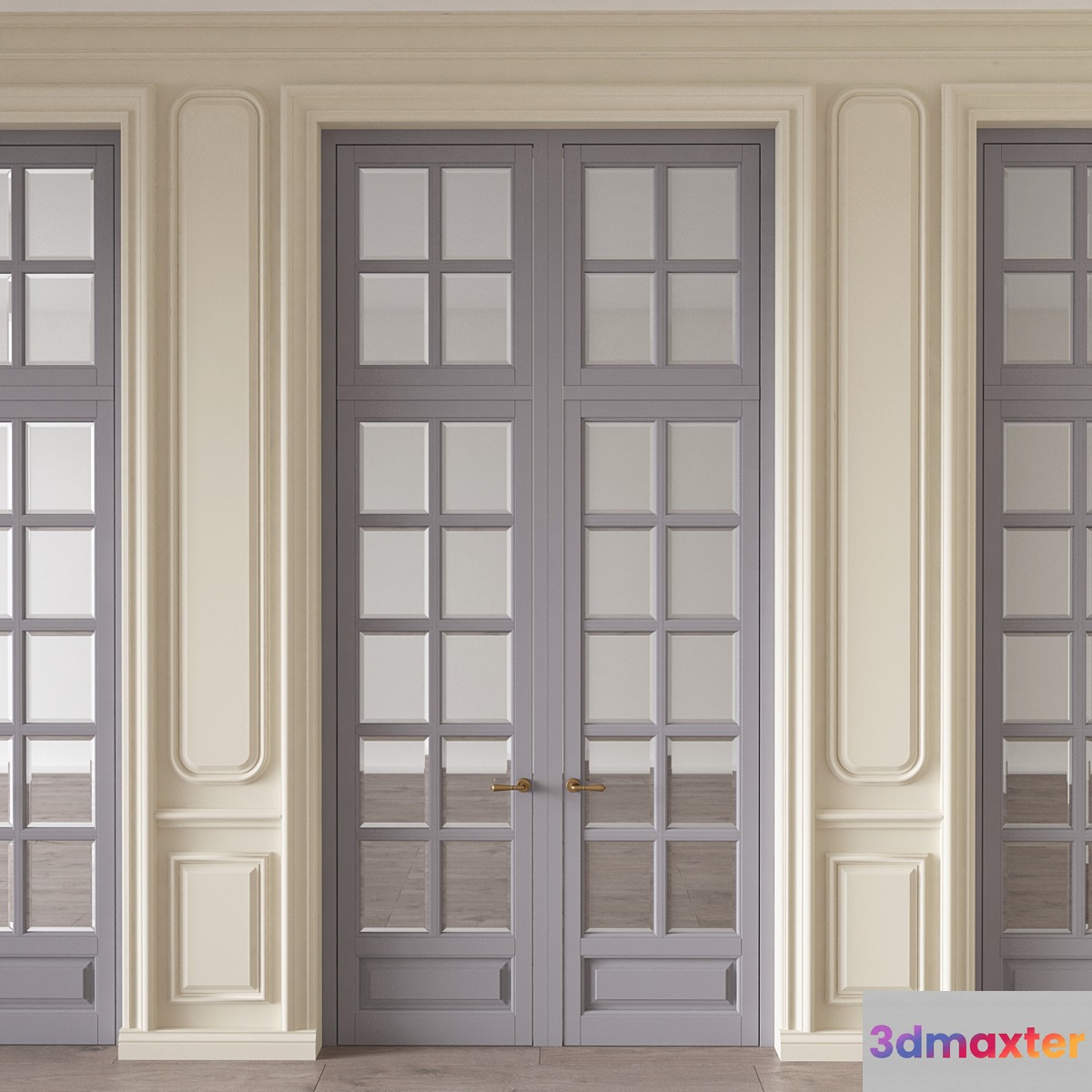 Wall molding with doors 3D Max