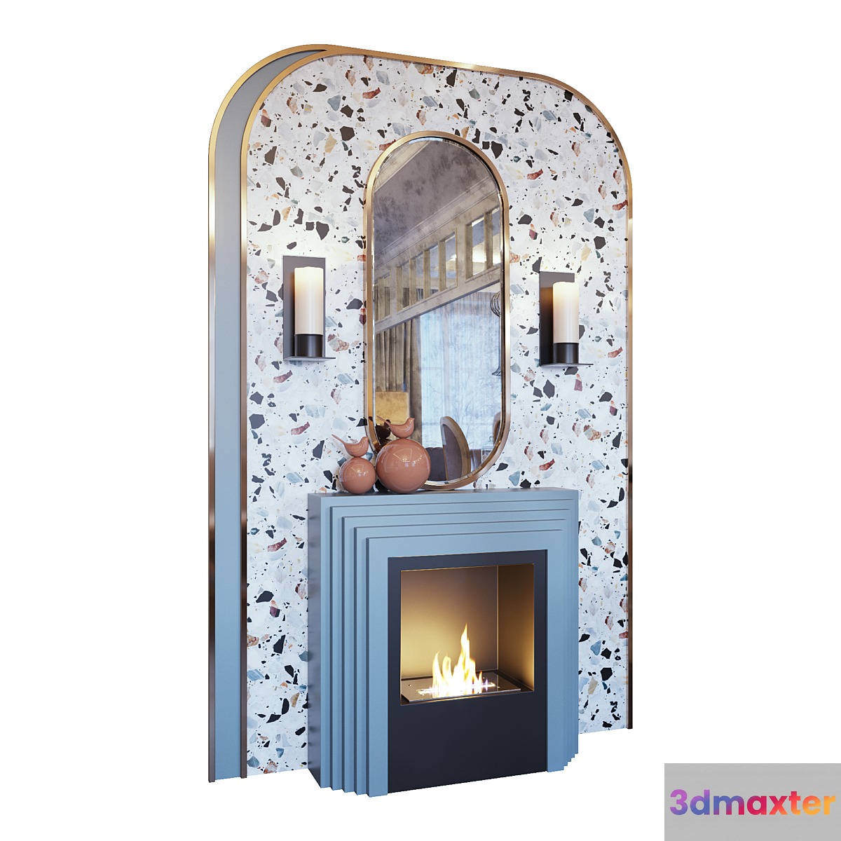 Fireplace sconce decor mirror and murals terrazzo murals (Fireplace sconce mirror and decor memphis 01 YOU)