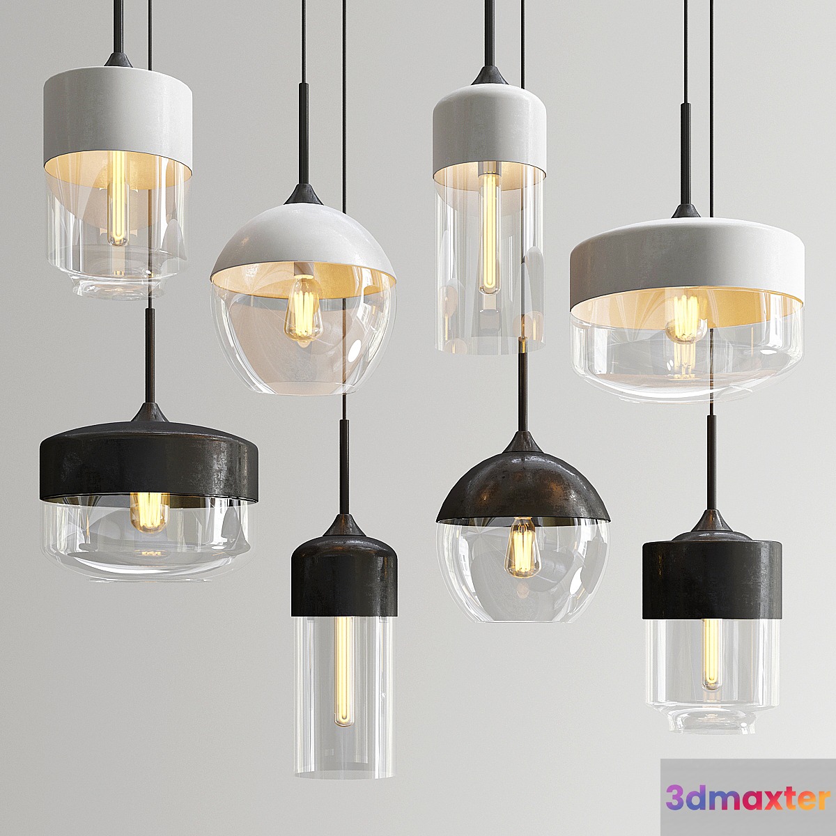 Amber pendant lights 3D Max