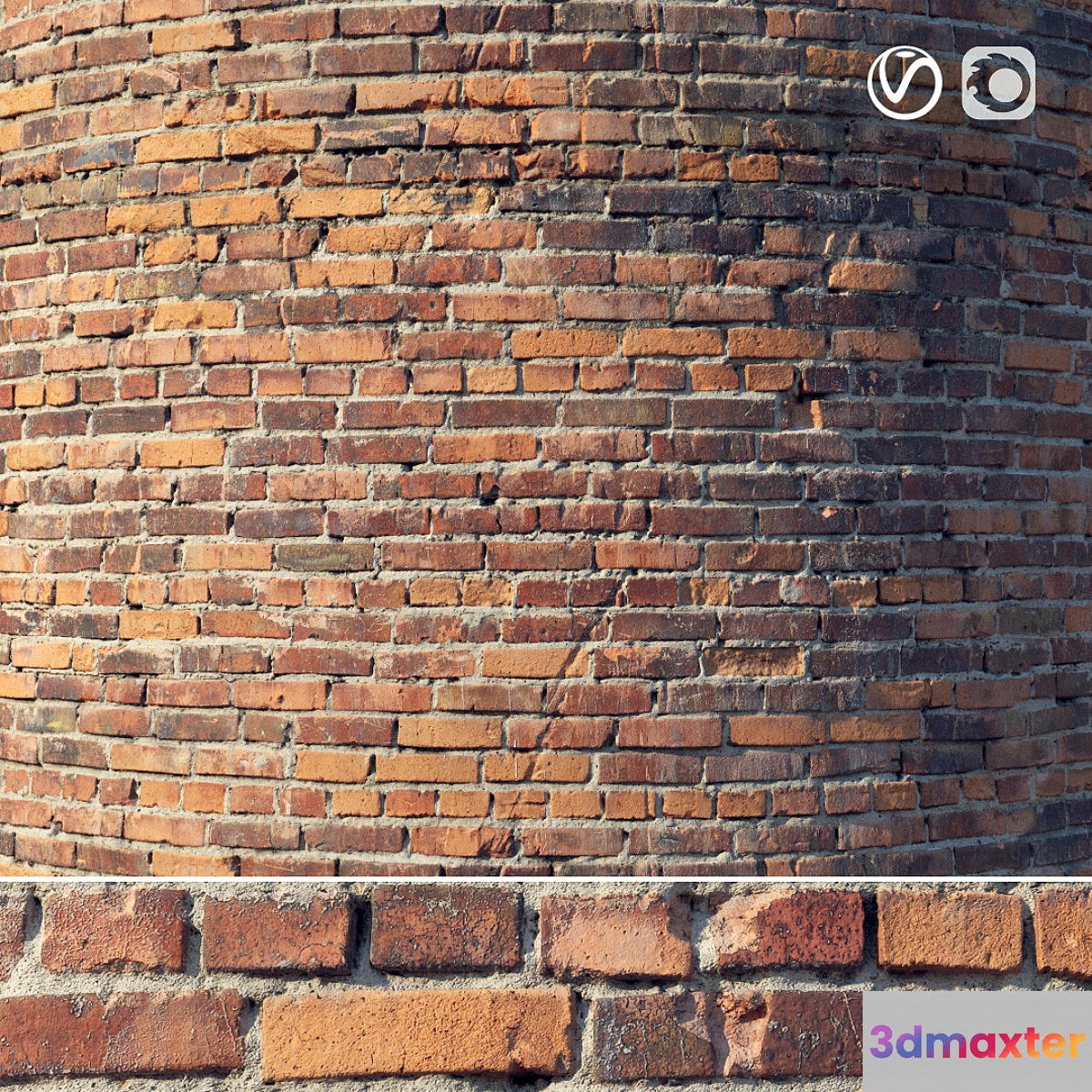Brick wall with damage (material)