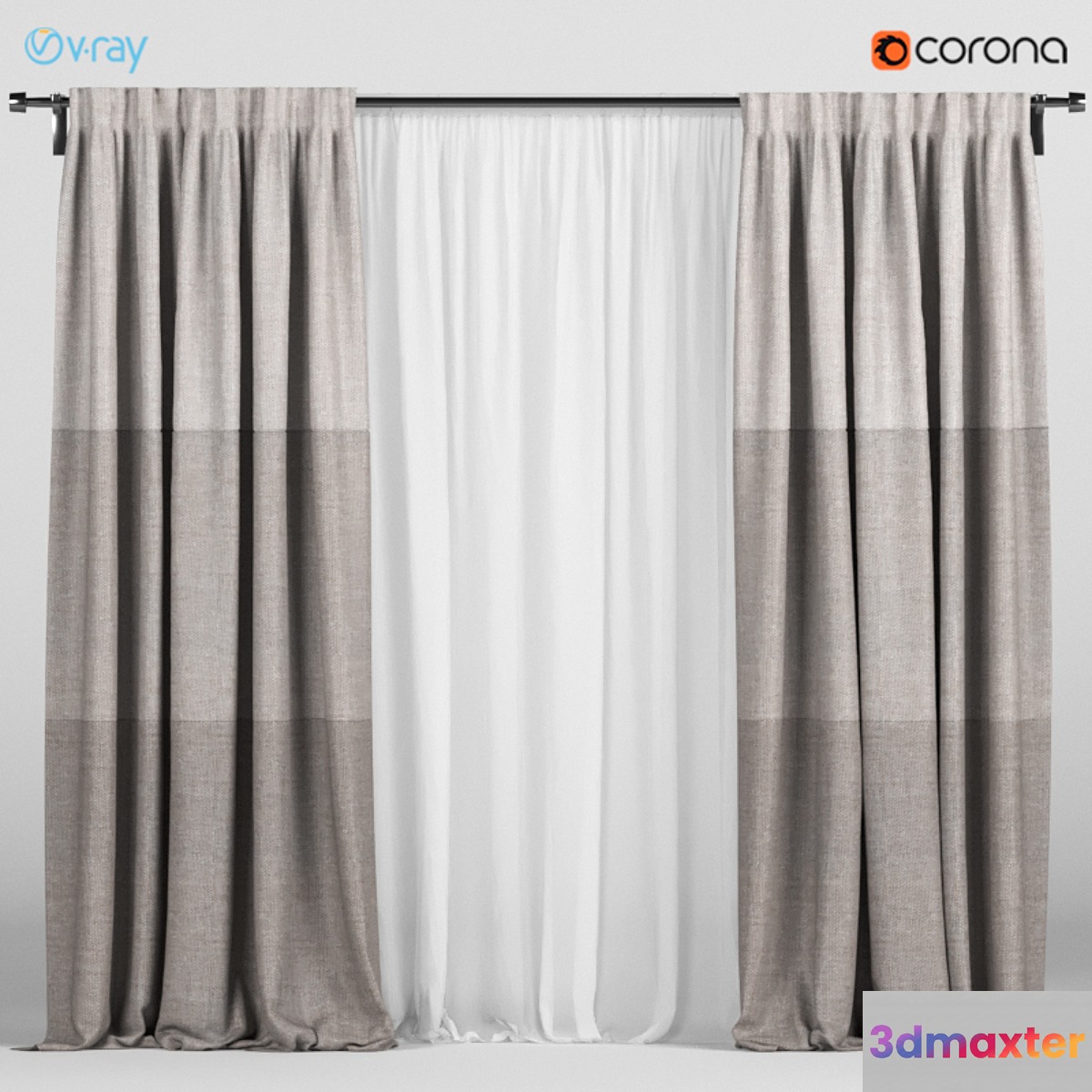 Light curtains in three colors + white tulle.