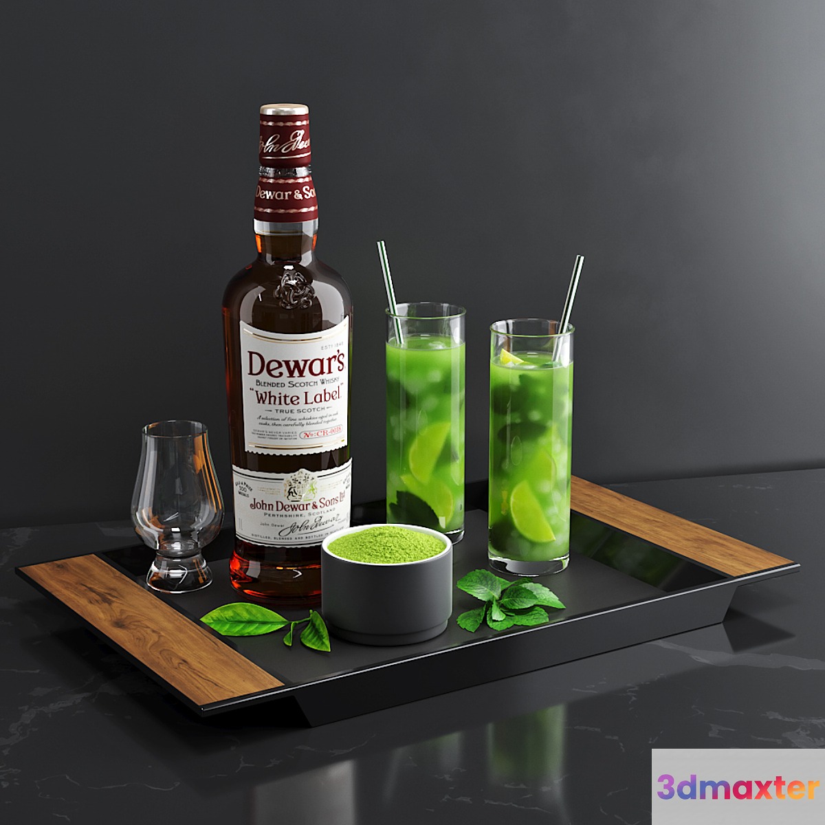 Matcha cocktail set 3D Max