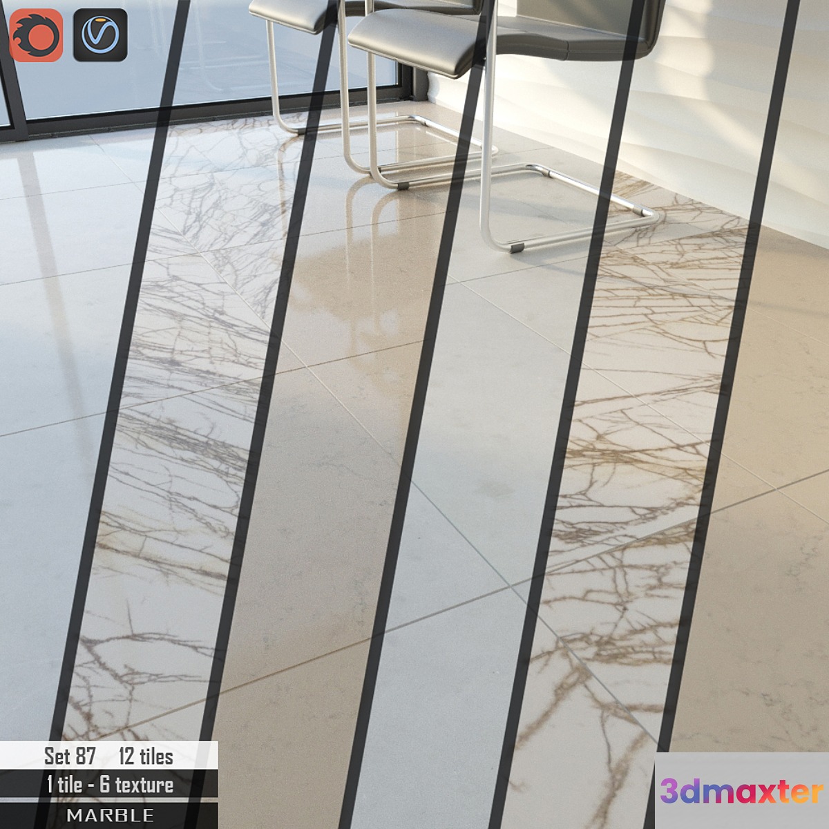 Stone tile Set 87 3D Max