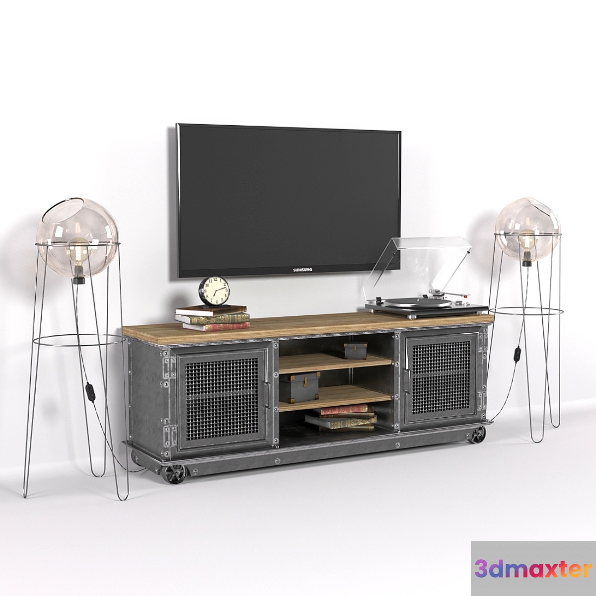 TV stand in loft style 3D Max