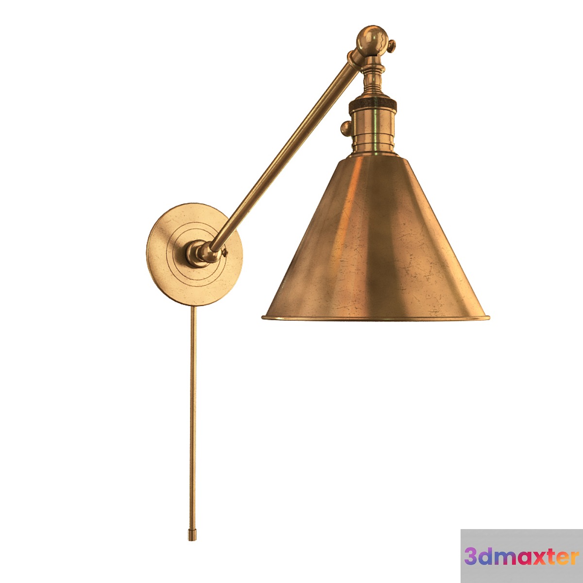EF Chapman Boston 18 inch 60 watt Hand-Rubbed Antique Brass Single Arm Library Wall Light 3D Max