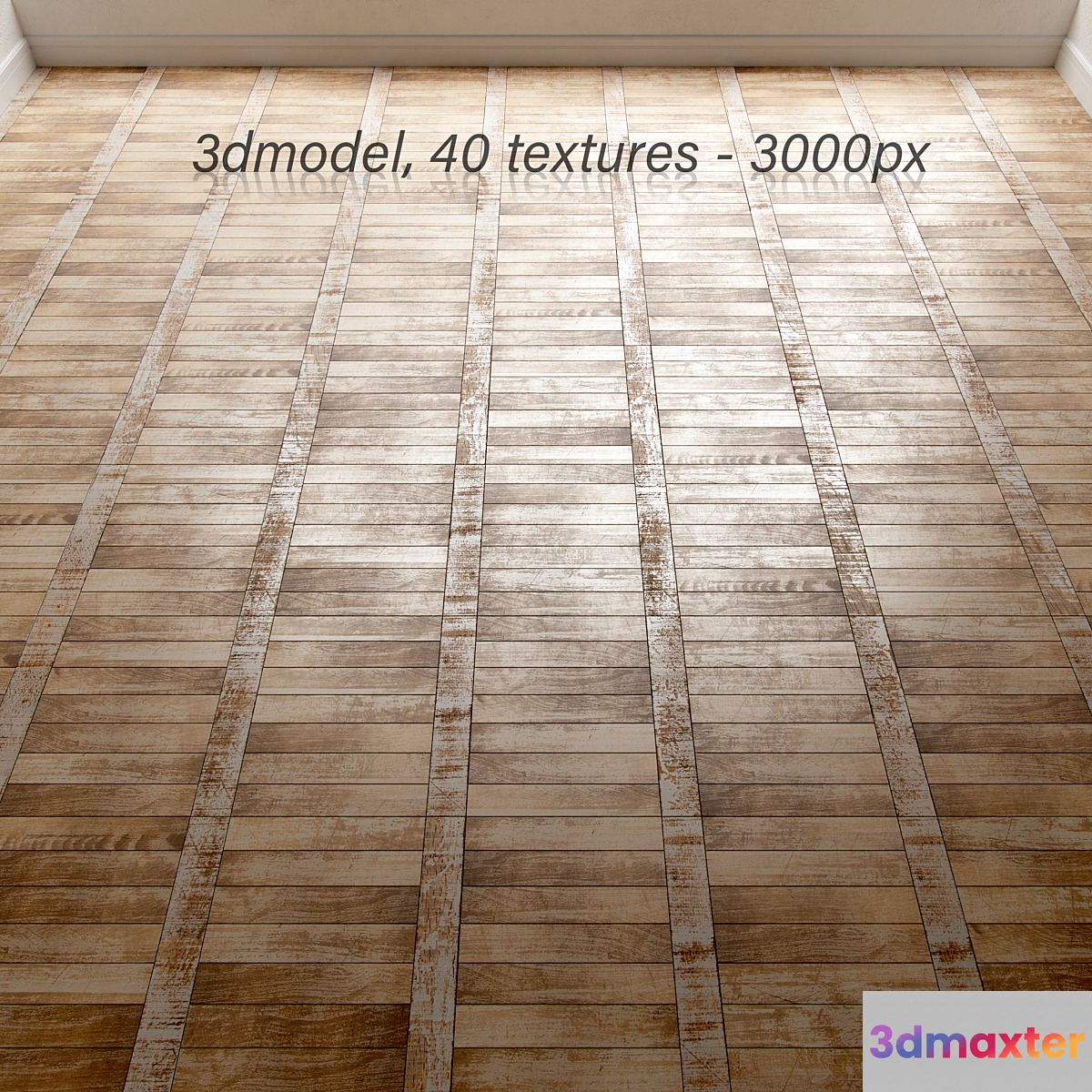 Vintage linear parquet 3D Max