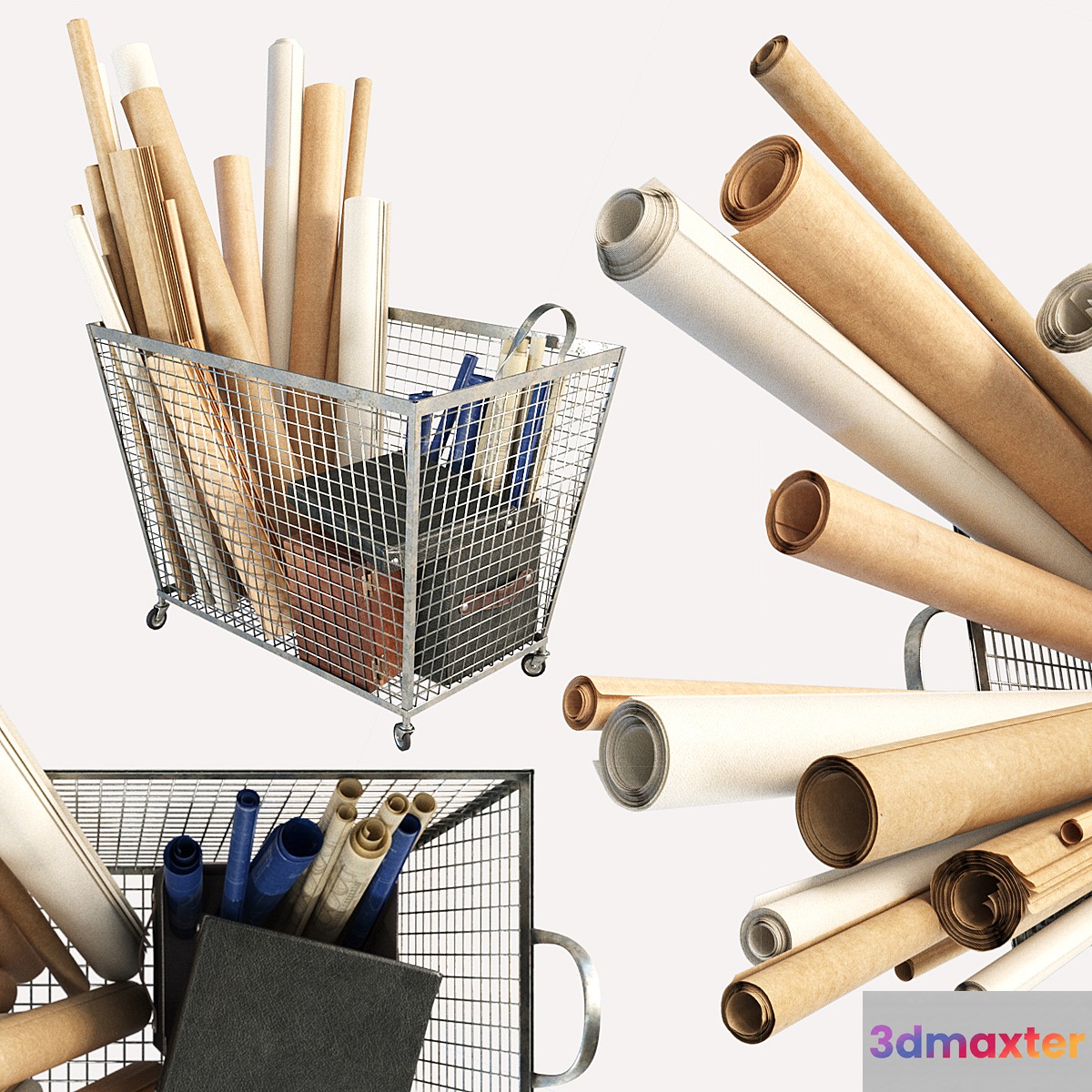 Iron basket with paper