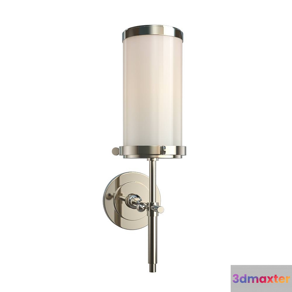 Bryant Bath Sconce in Polished Nickel with White 3D Max