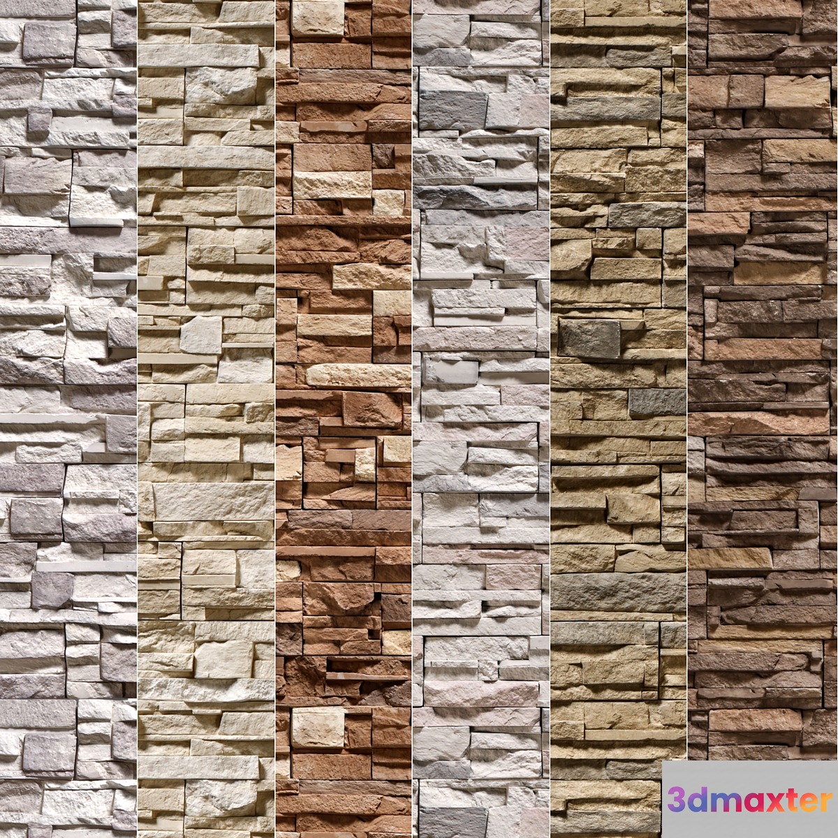 Stone Walls set 7 - Vray Material 3D Max
