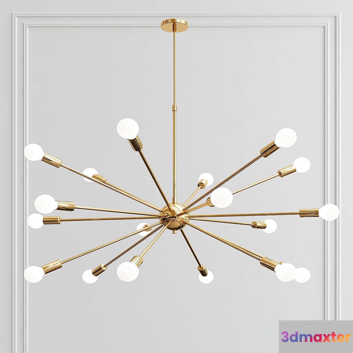 Modern Polished Brass Sputnik Chandelier 3D Max