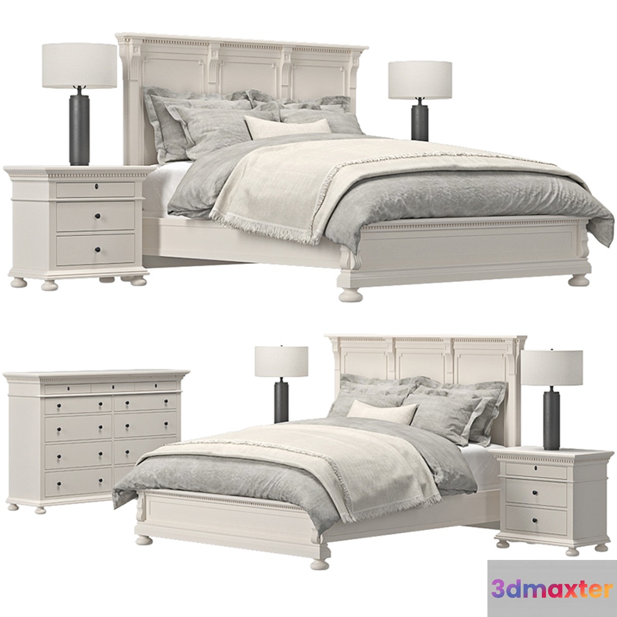 RH - St. James Panel Bed 3D Max