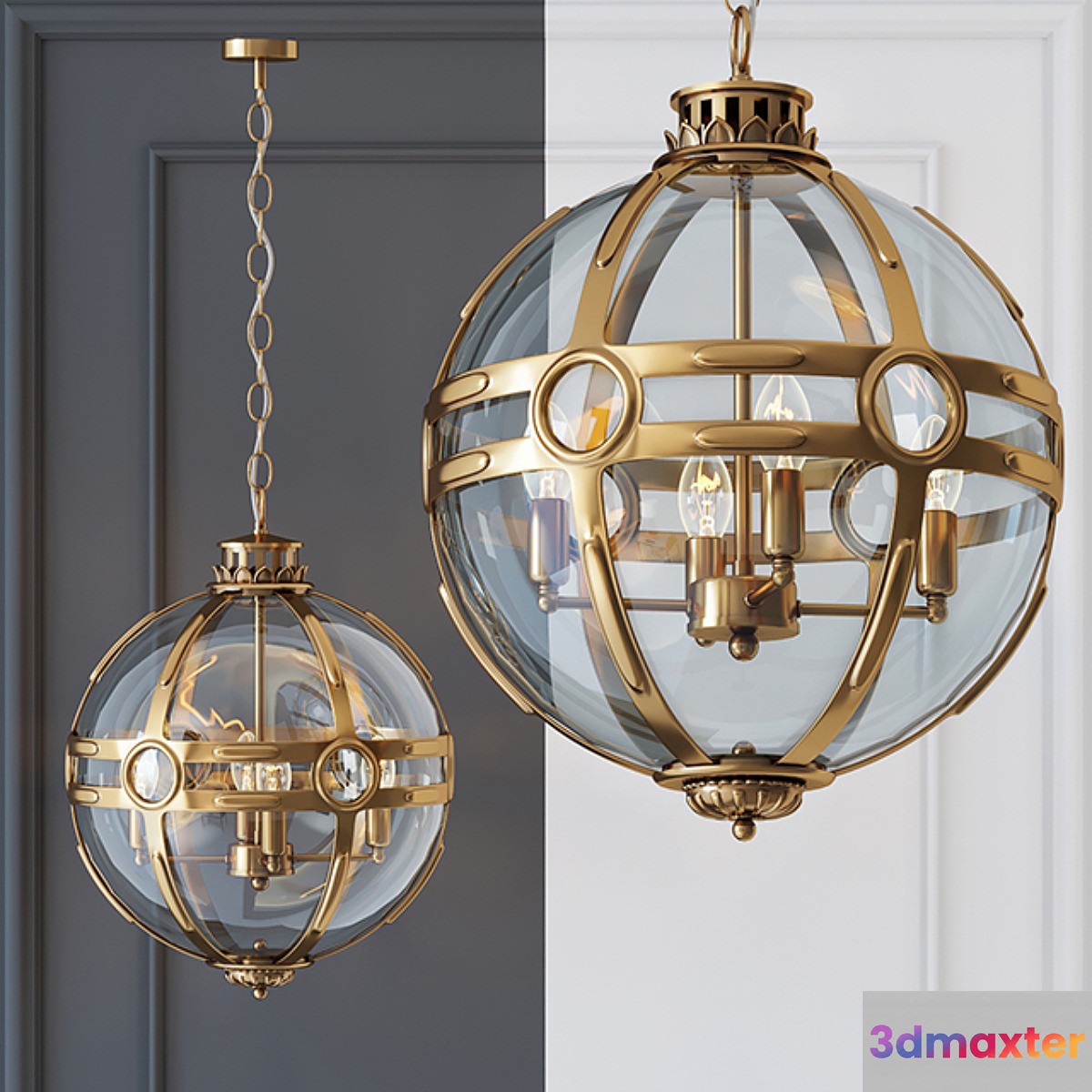 Chandelier Eichholtz Lantern Hagerty Brass 3D Max