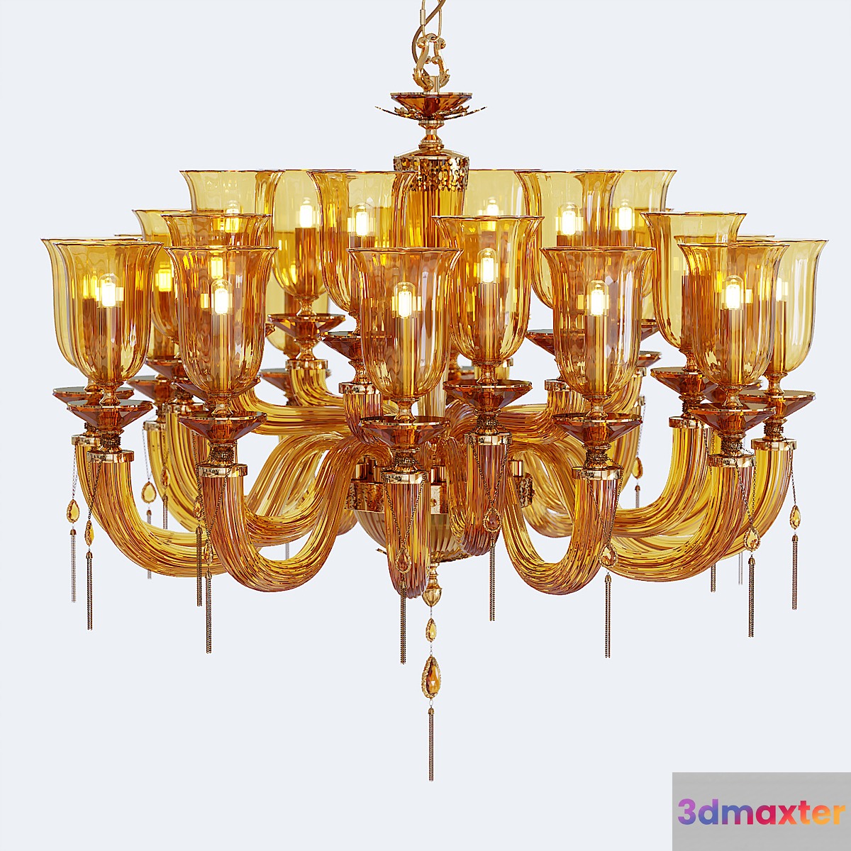 Chandelier Euroluce Julienne Amber L12 + 6 + 6 Glass