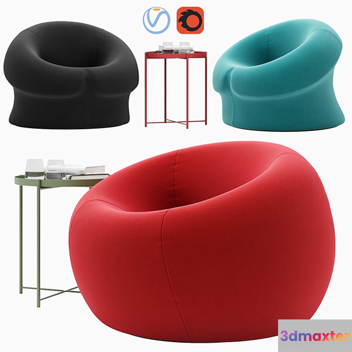 Serie Up 2000 armchairs 3D Max