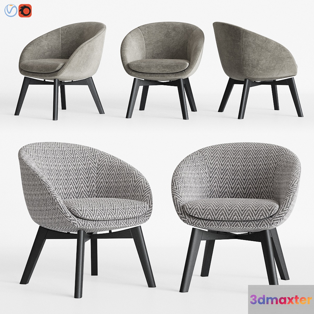Minotti Russell Little Lounge Fixed Armchair 3D Max