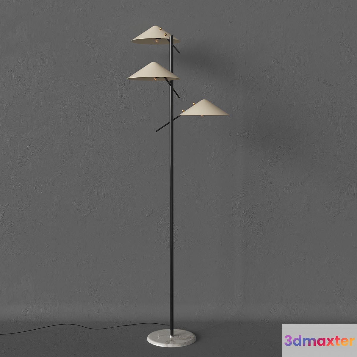 Stilnovo Floor Lamp Triple Shades 3D Max