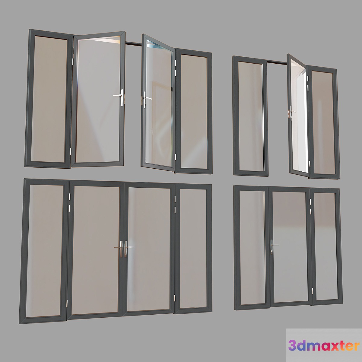 Doors-partition profile metal plastic-glass 3D Max