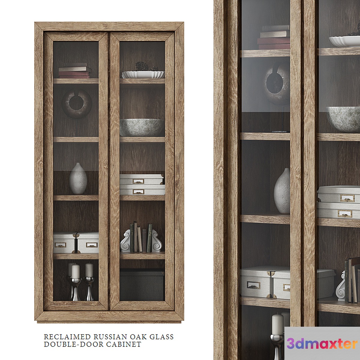 Restoration Hardware _ Reclaimed Russian Oak Glass Double-Door Cabinet