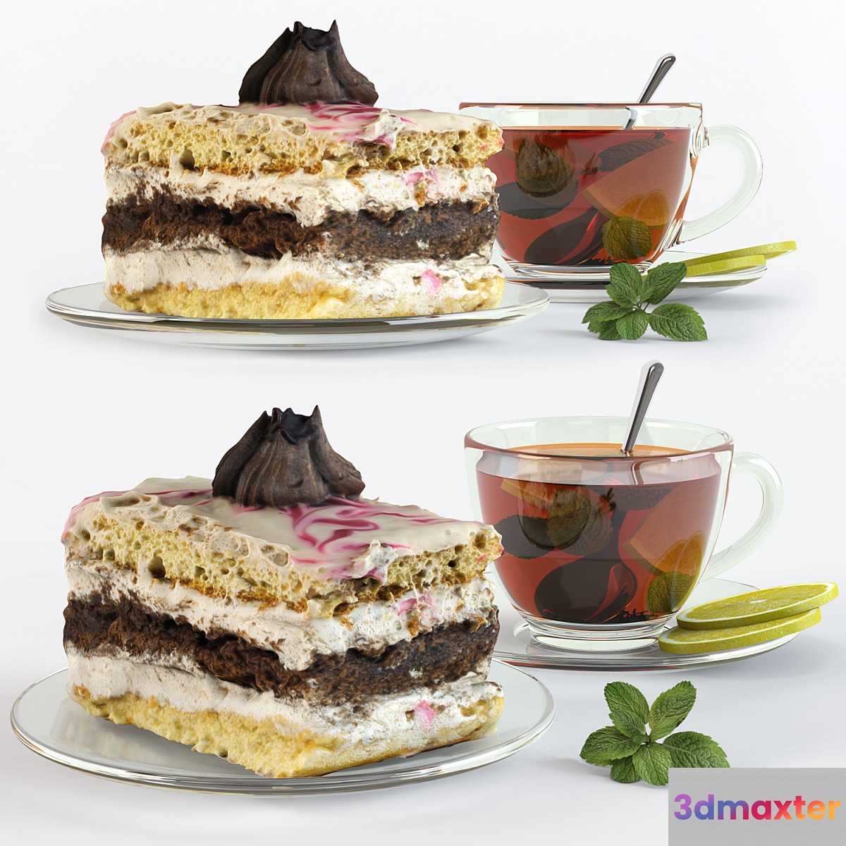 Tea with cake 3D Max