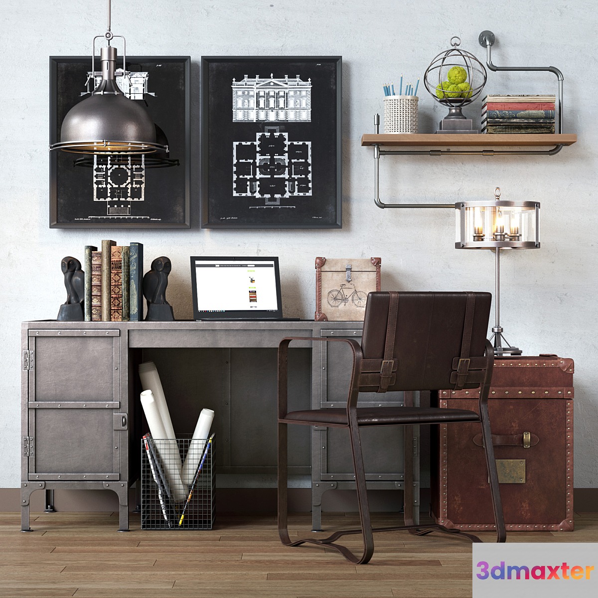 Restoration hardware cabinet decor set_vol6 3D Max