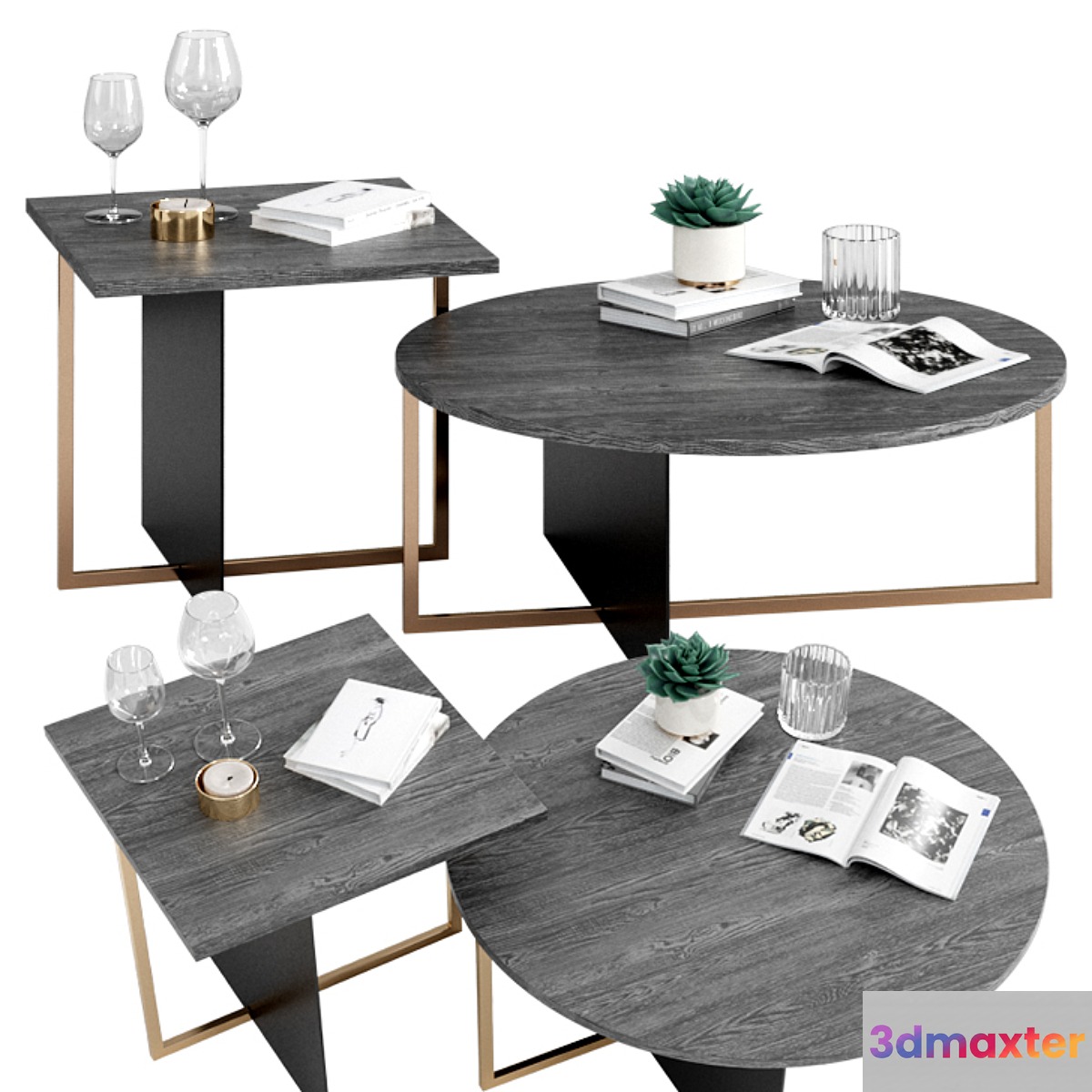 West Elm Korsa Oak + Copper Coffee & Side Table - No.4