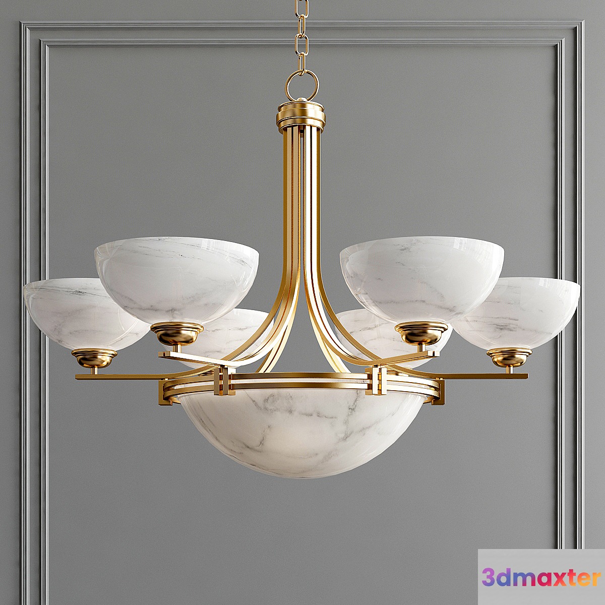 Possini Euro Deco Brass Chandelier 3D Max