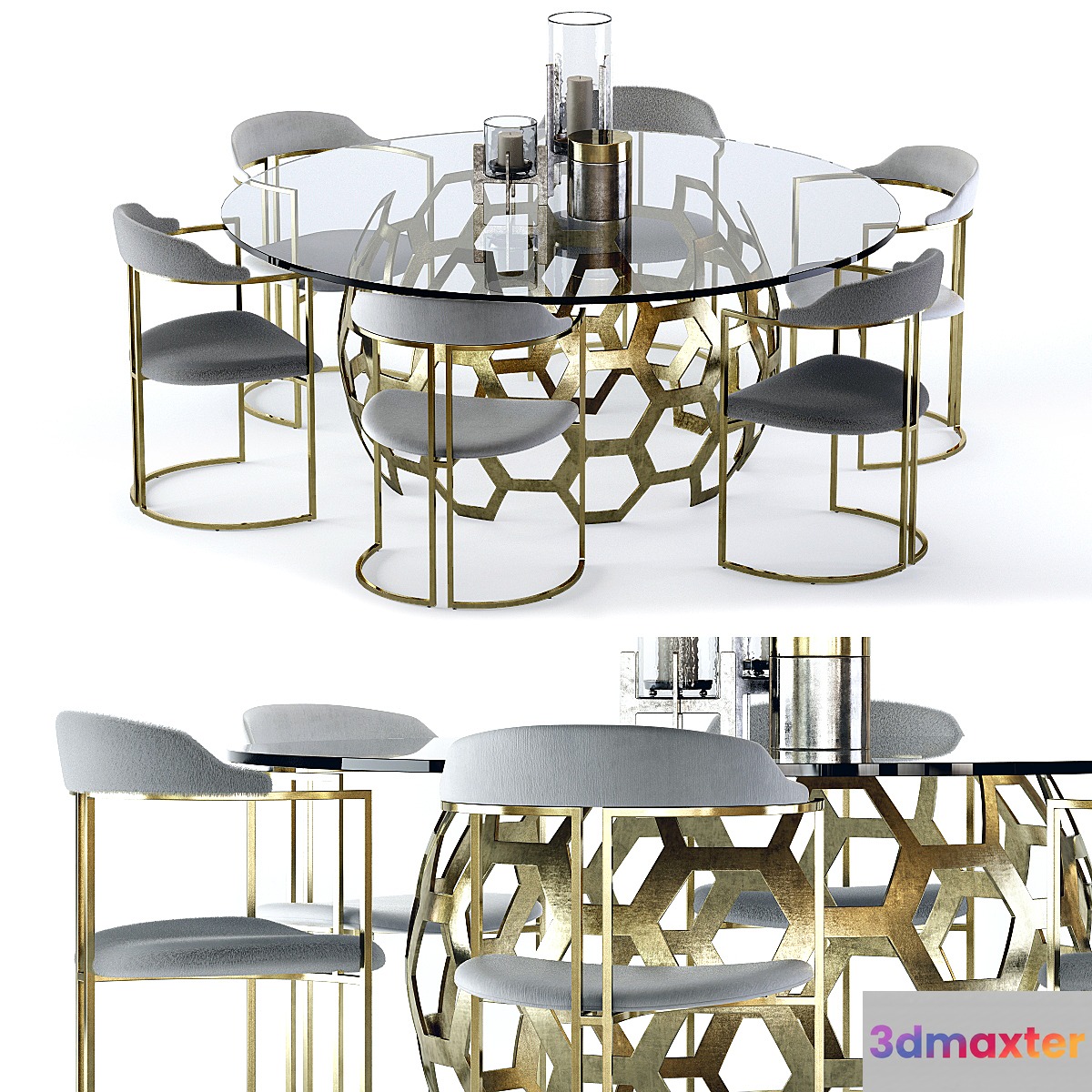 Arteriors Dolma Table and Zephyr Chair 3D Max