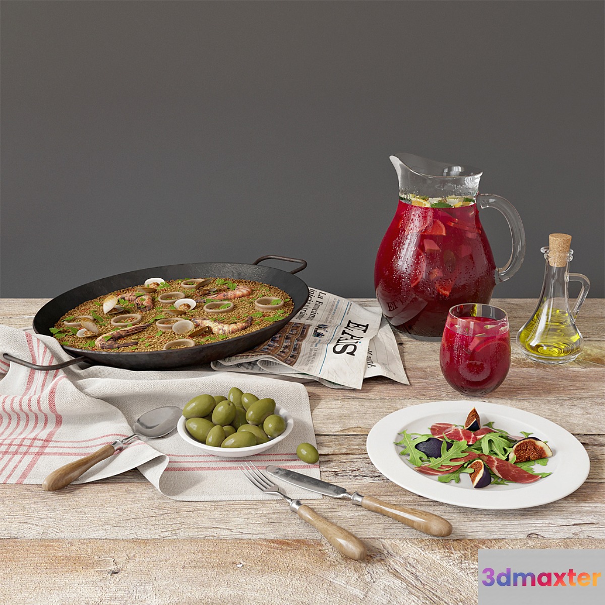 Paella with seafood | Paella de marisco 3D Max