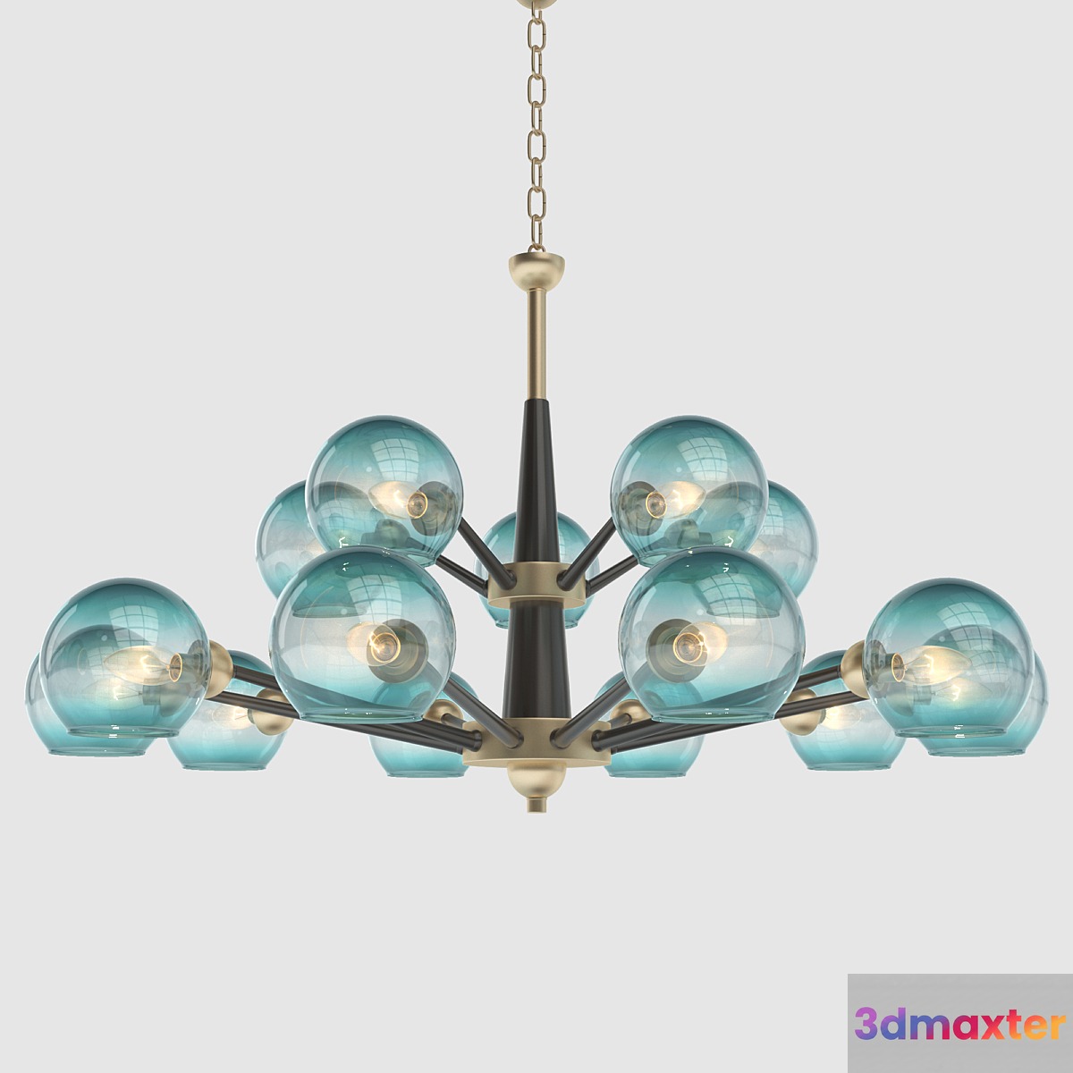 Thalia chandelier blue glass