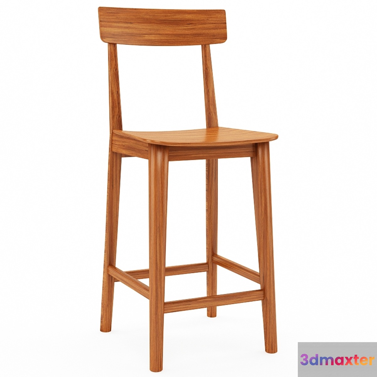 Greenington Solid Classic Bamboo Bar Stool with Back 3D Max