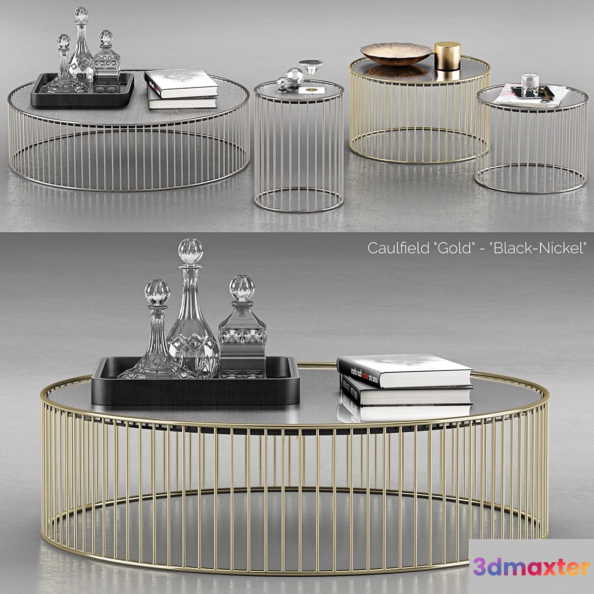 Minotti Caulfield Gold Black Nickel Coffee Tables - No.2