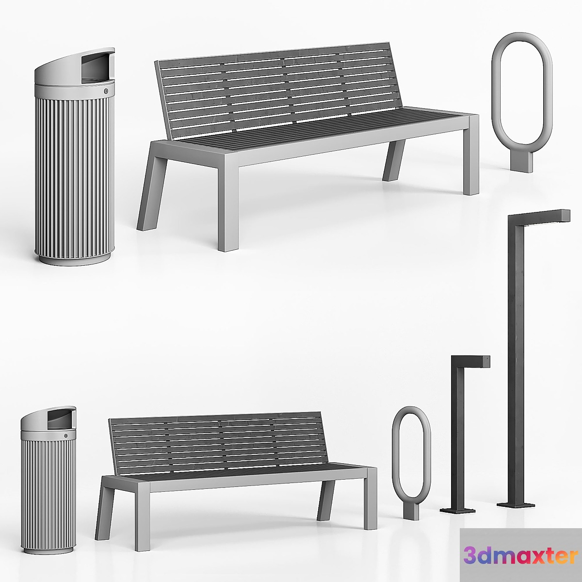Street furniture set 3D Max
