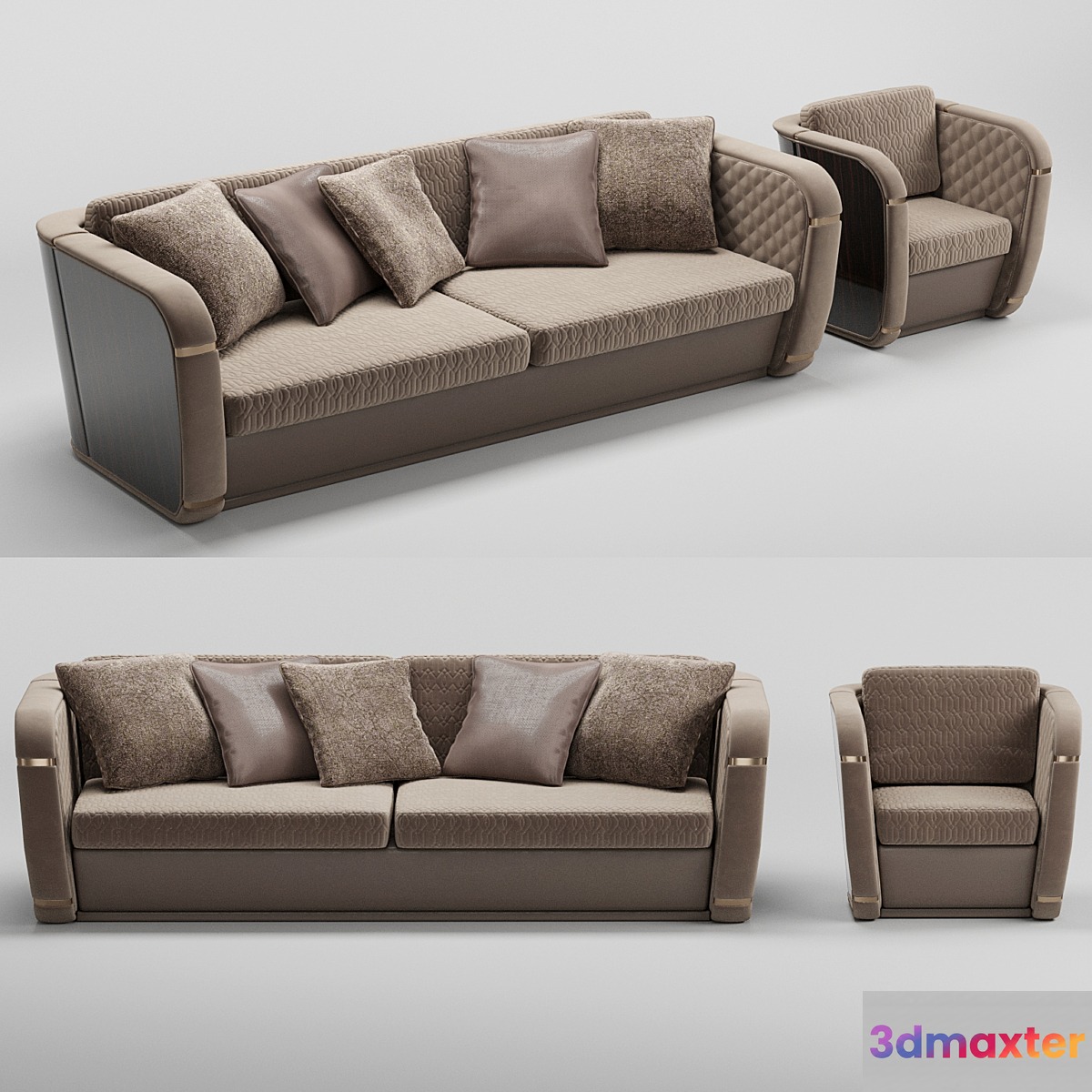 Francesco Molon sofa and armchair Bond 3D Max