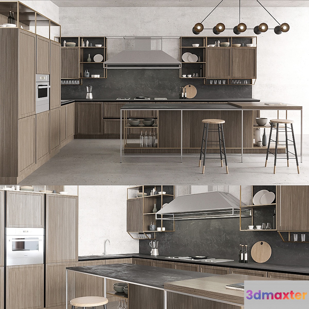 Snaidero Frame olmo tuscan kitchen 3D Max