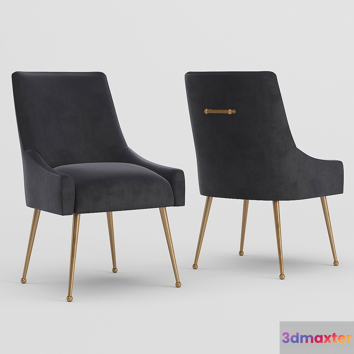 Beatrix Grey Velvet Side Chair 3D Max