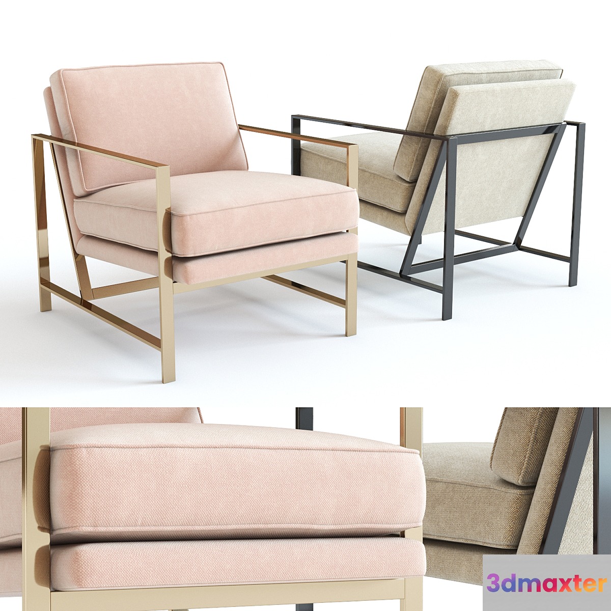 West Elm Metal Frame Chair 3D Max