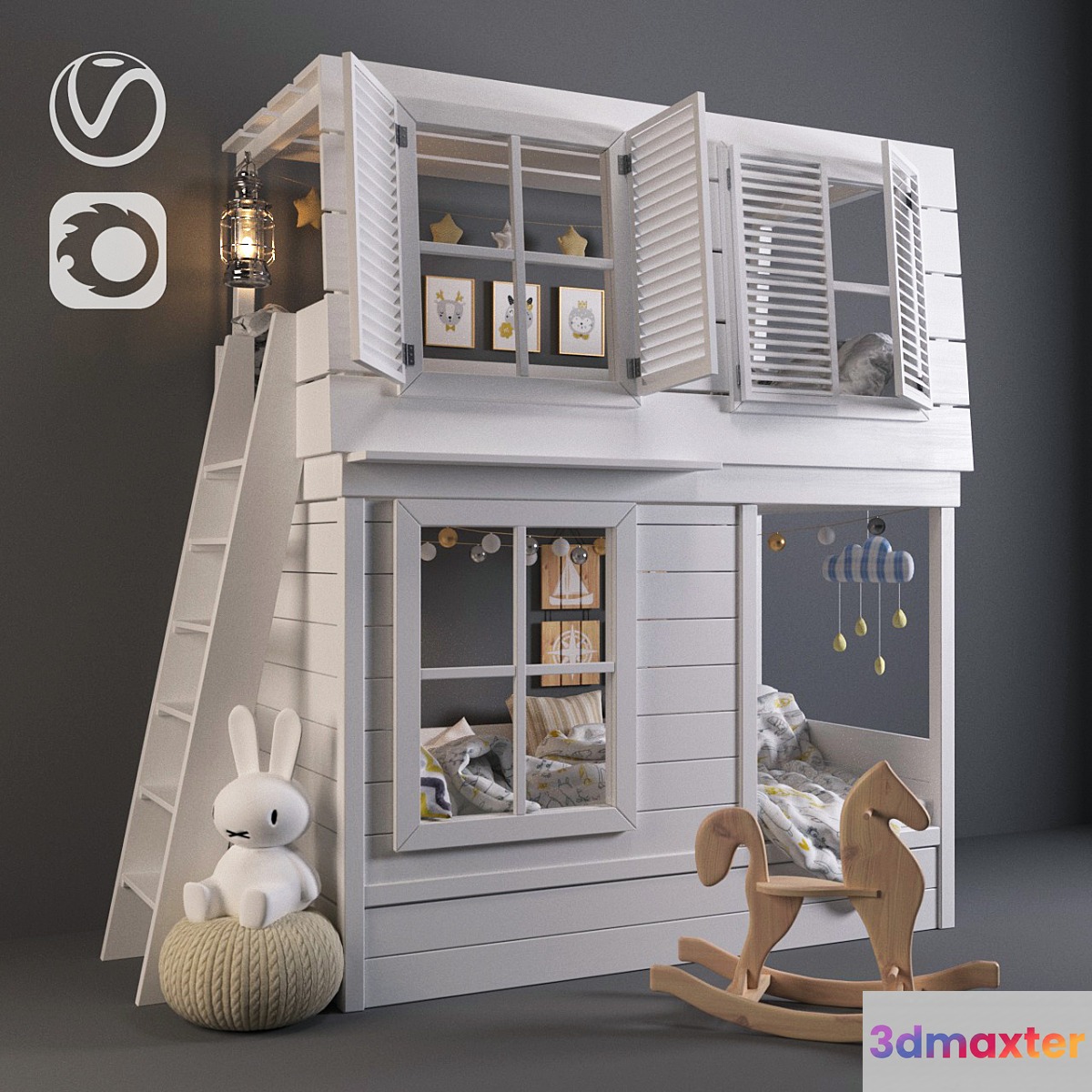 Cot-cottage bunk 3D Max