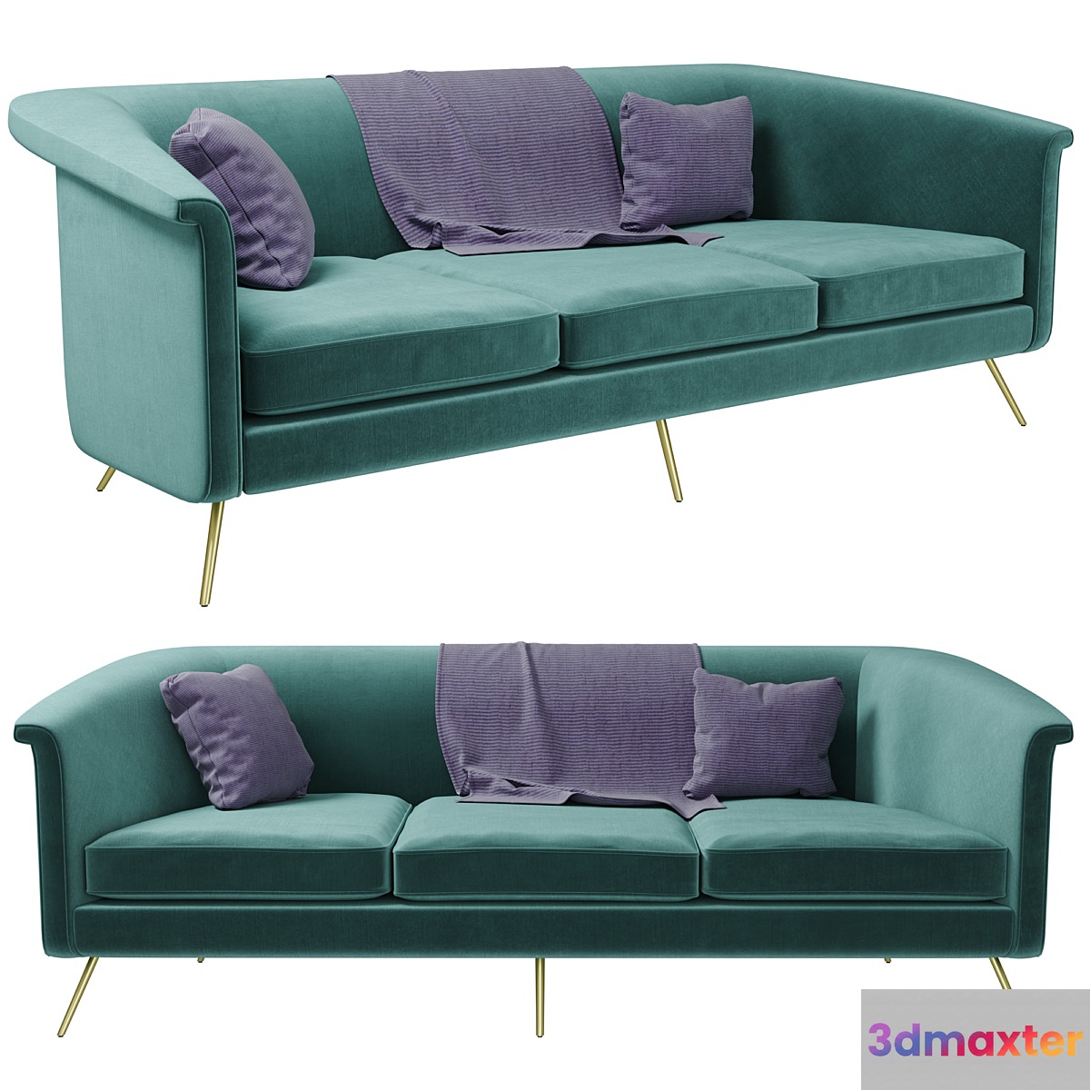 Vicente teal velvet sofa