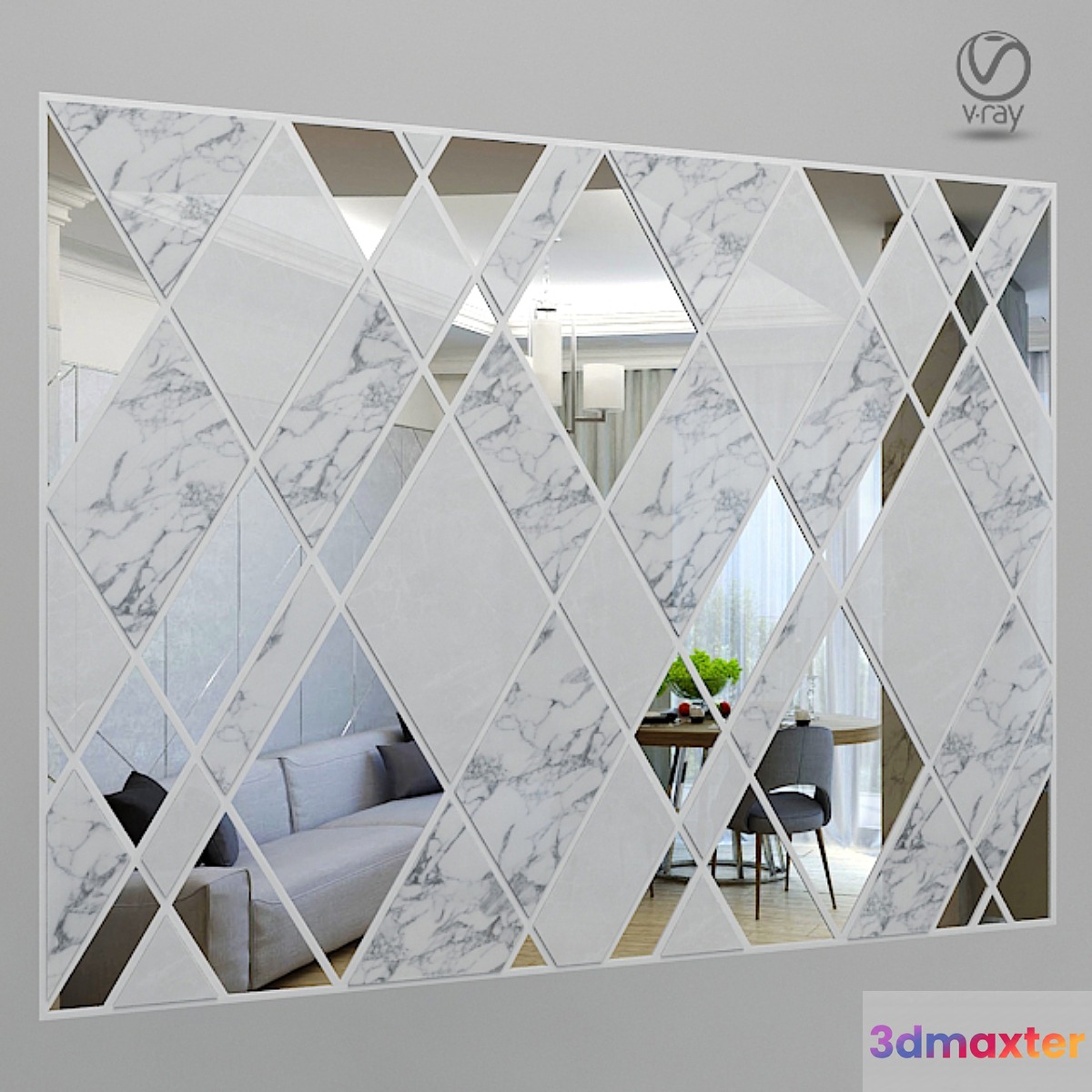 Wall_Panel_with_Mirrors 3D Max