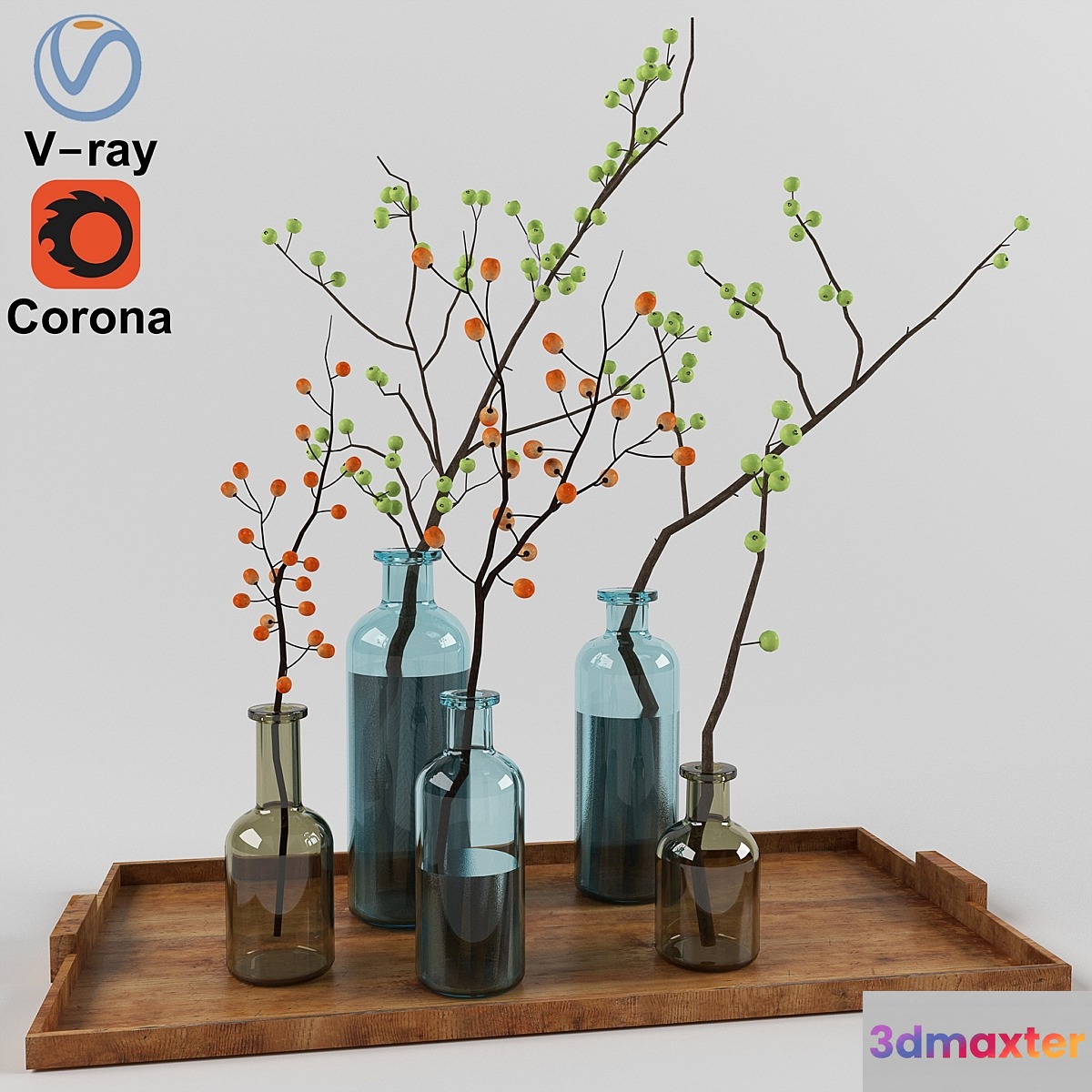 2 cherry branches 3D Max