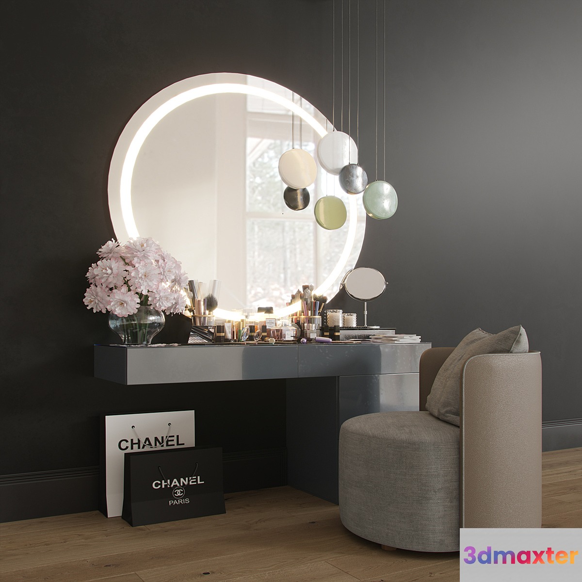 MakeUP Dressing Table Decorative Set Set_02 3D Max