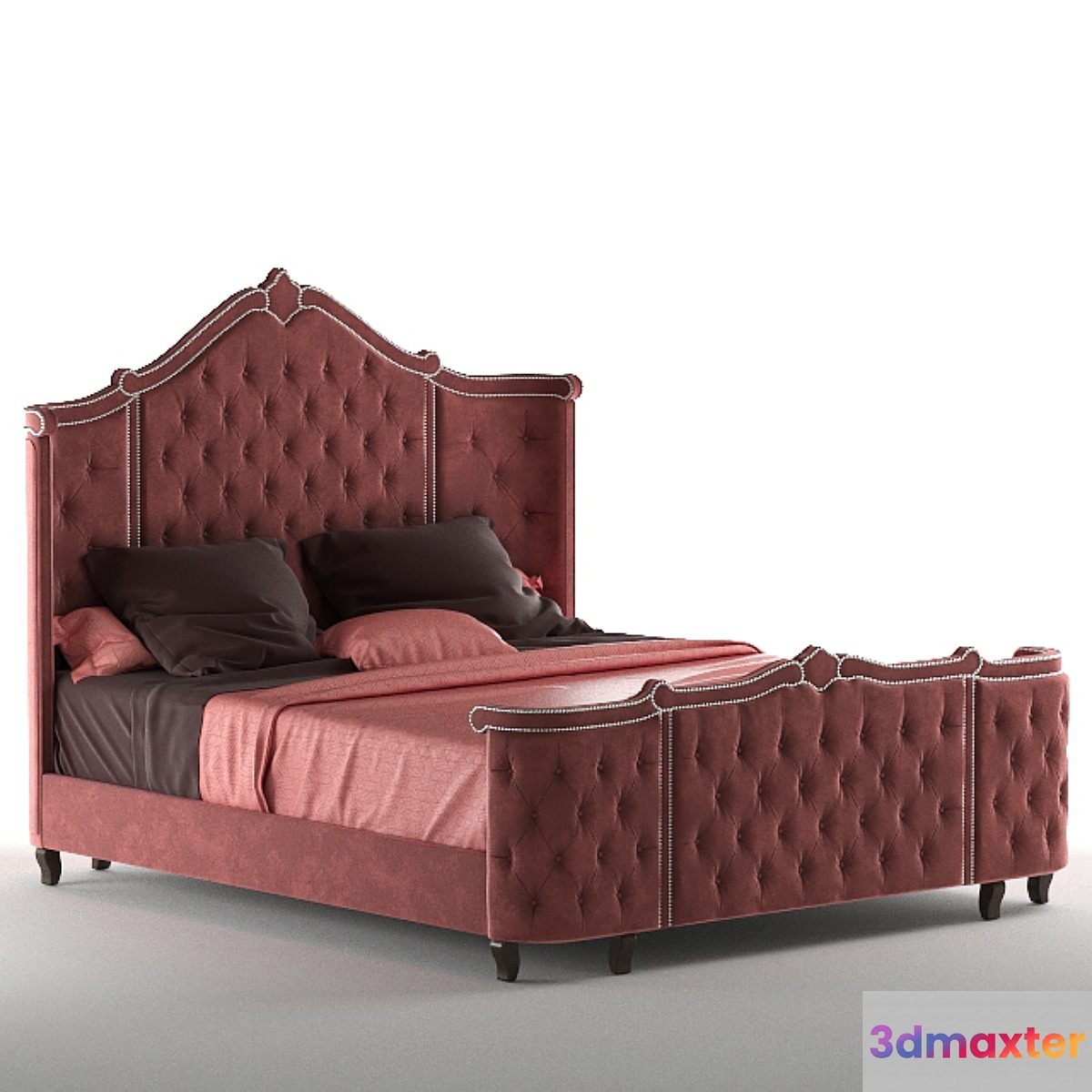 Haute House Pippa Tufted Queen Bed 3D Max