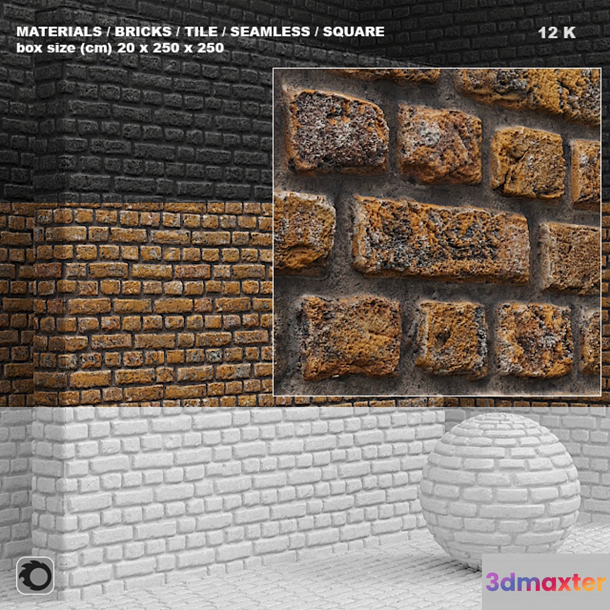 Material (seamless) - brick tile set 4 3D Max