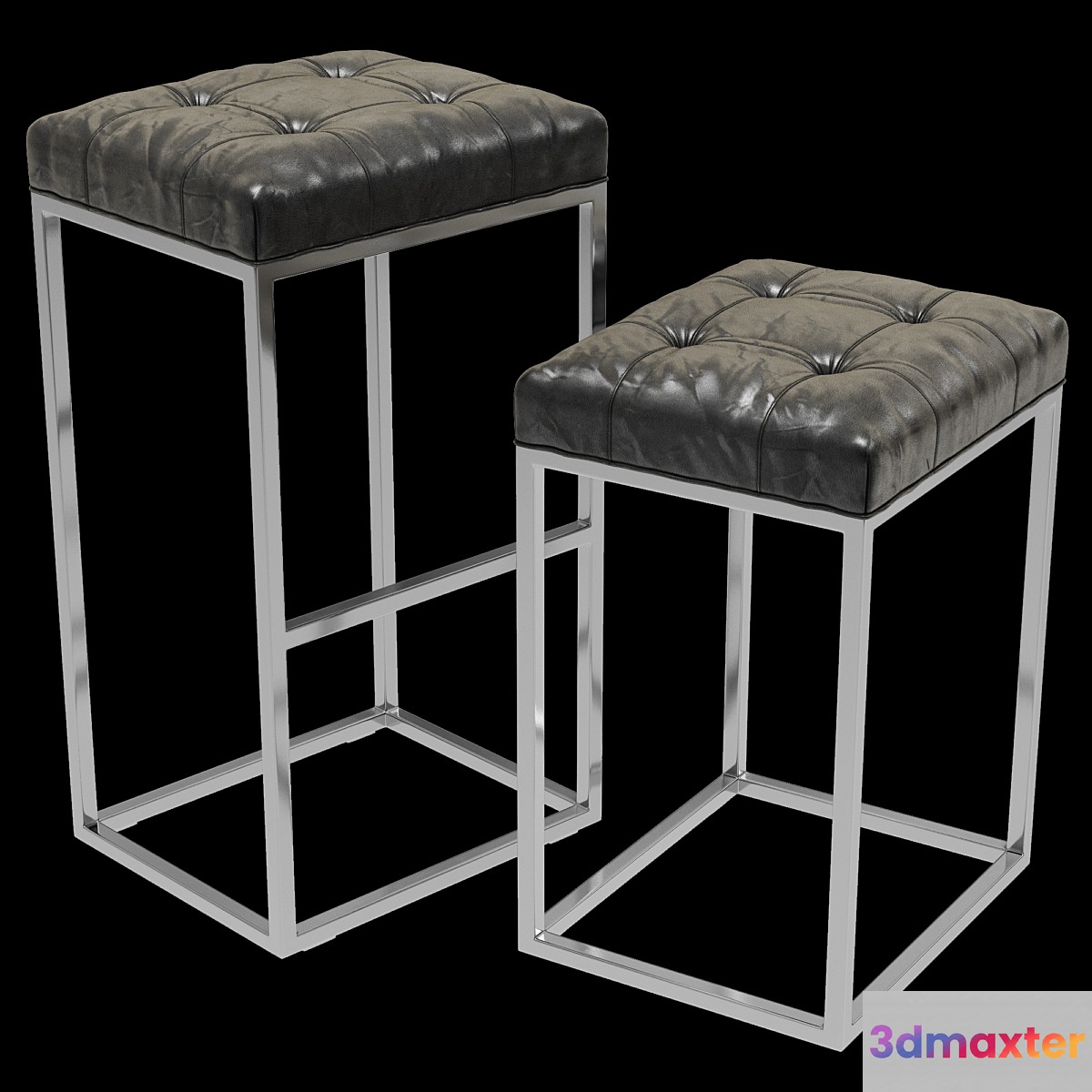 Restoration Hardware Reese Tufted Leather Stool 3D Max