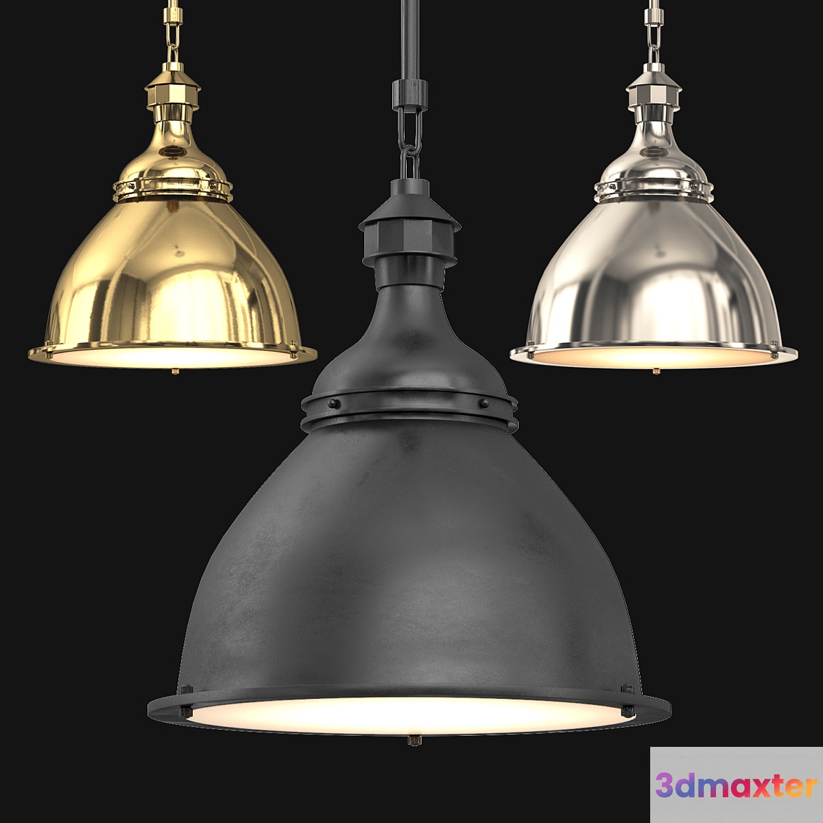 20TH C. ENGLISH CLOCHE PENDANT 3D Max
