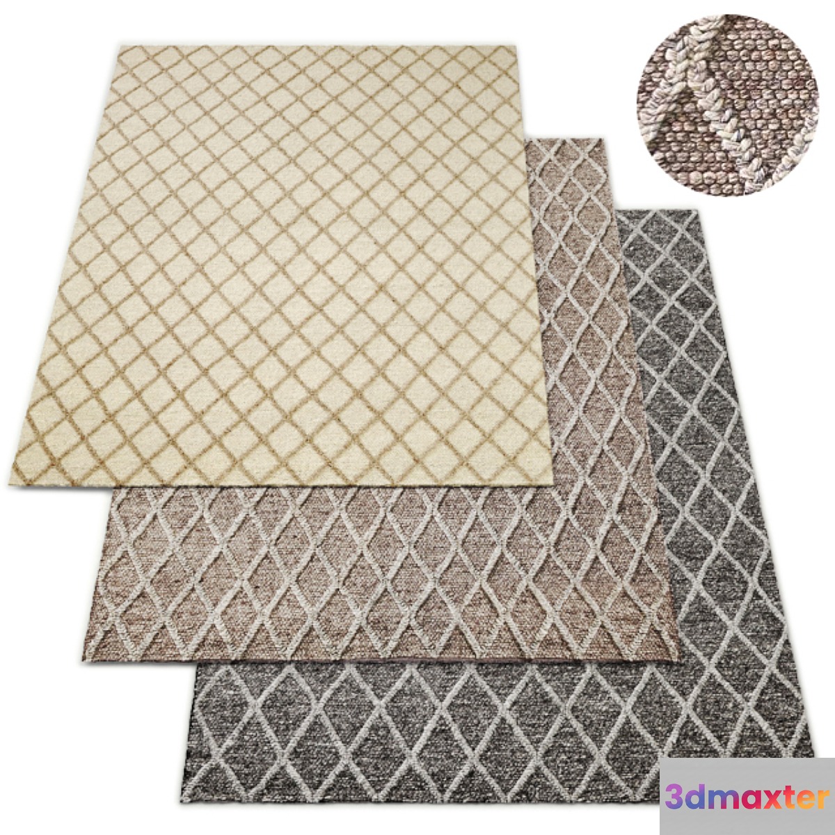 Braided Diamante Flatweave Collection Rug RH 3D Max