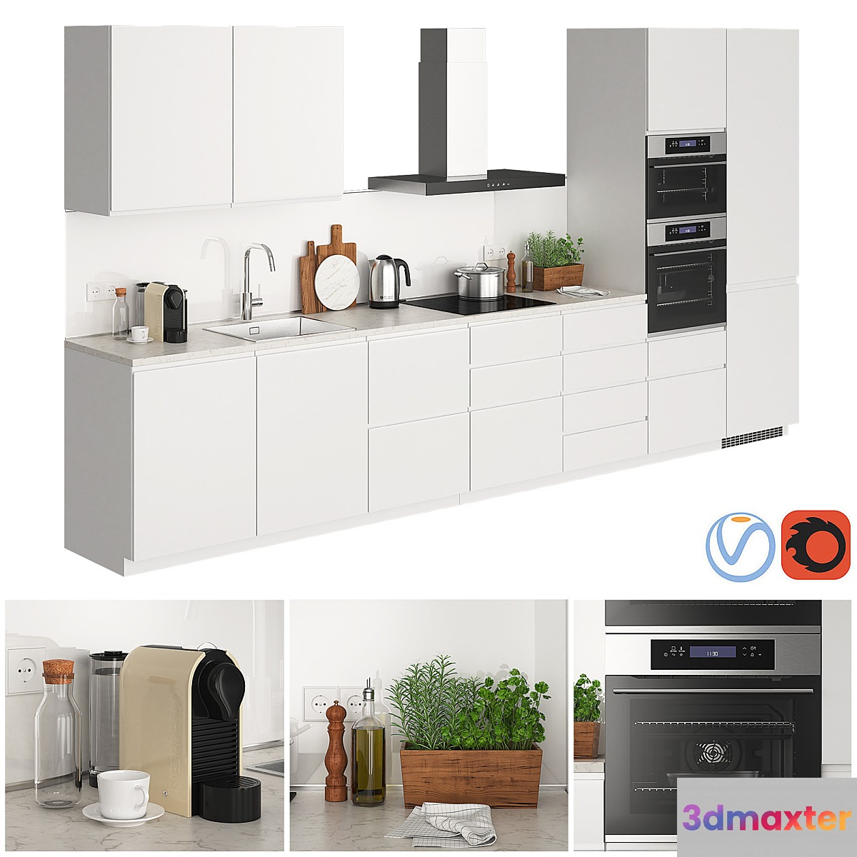 Ikea Metod Voxtorp Glossy White 3D Max